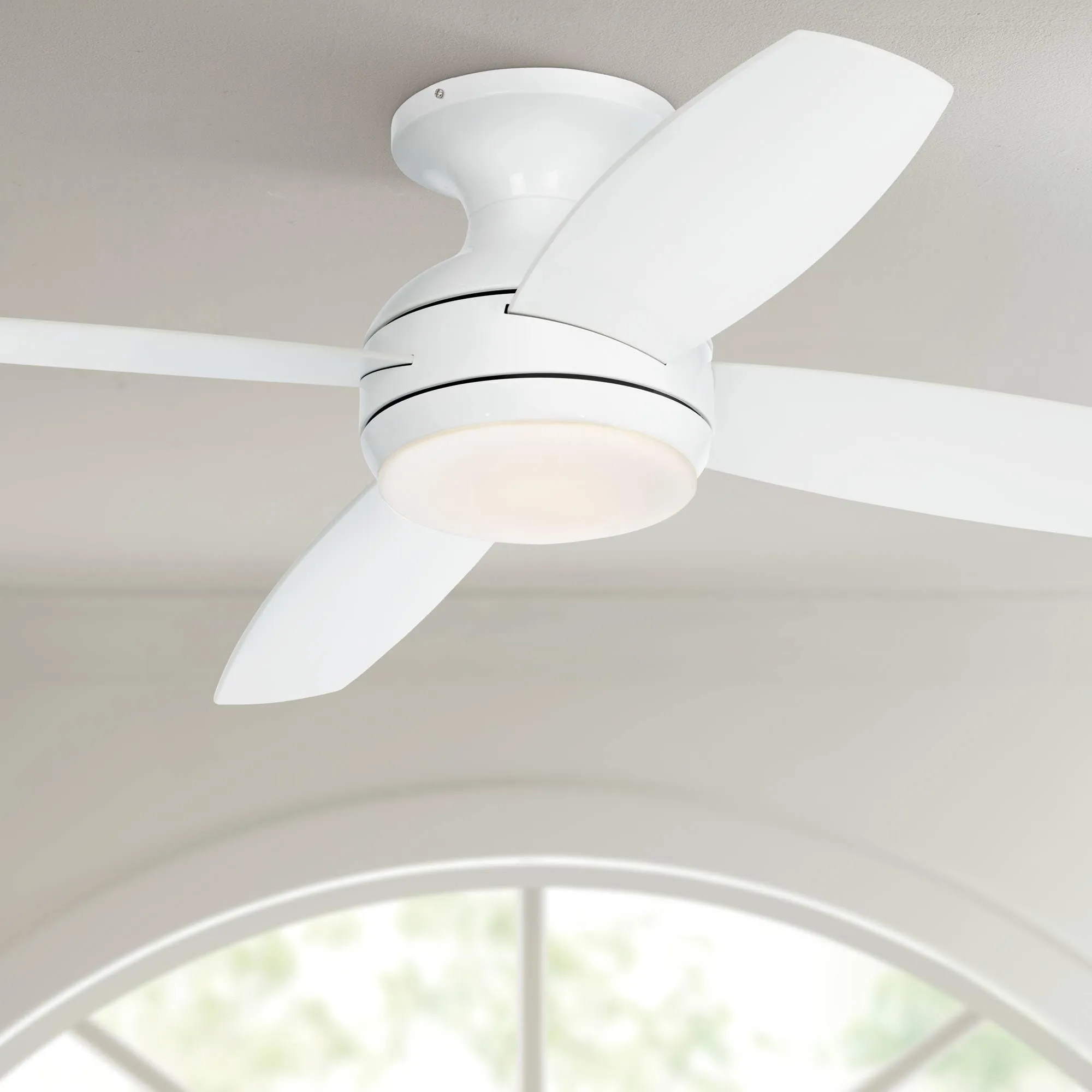 52" Elite White Hugger Indoor Ceiling Fan with LED Light Remote