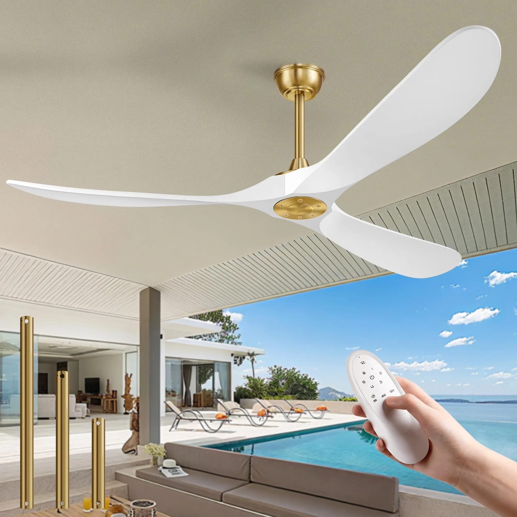60 Inch Outdoor Ceiling Fans No Light, Solid Wood Ceiling Fan Without Light