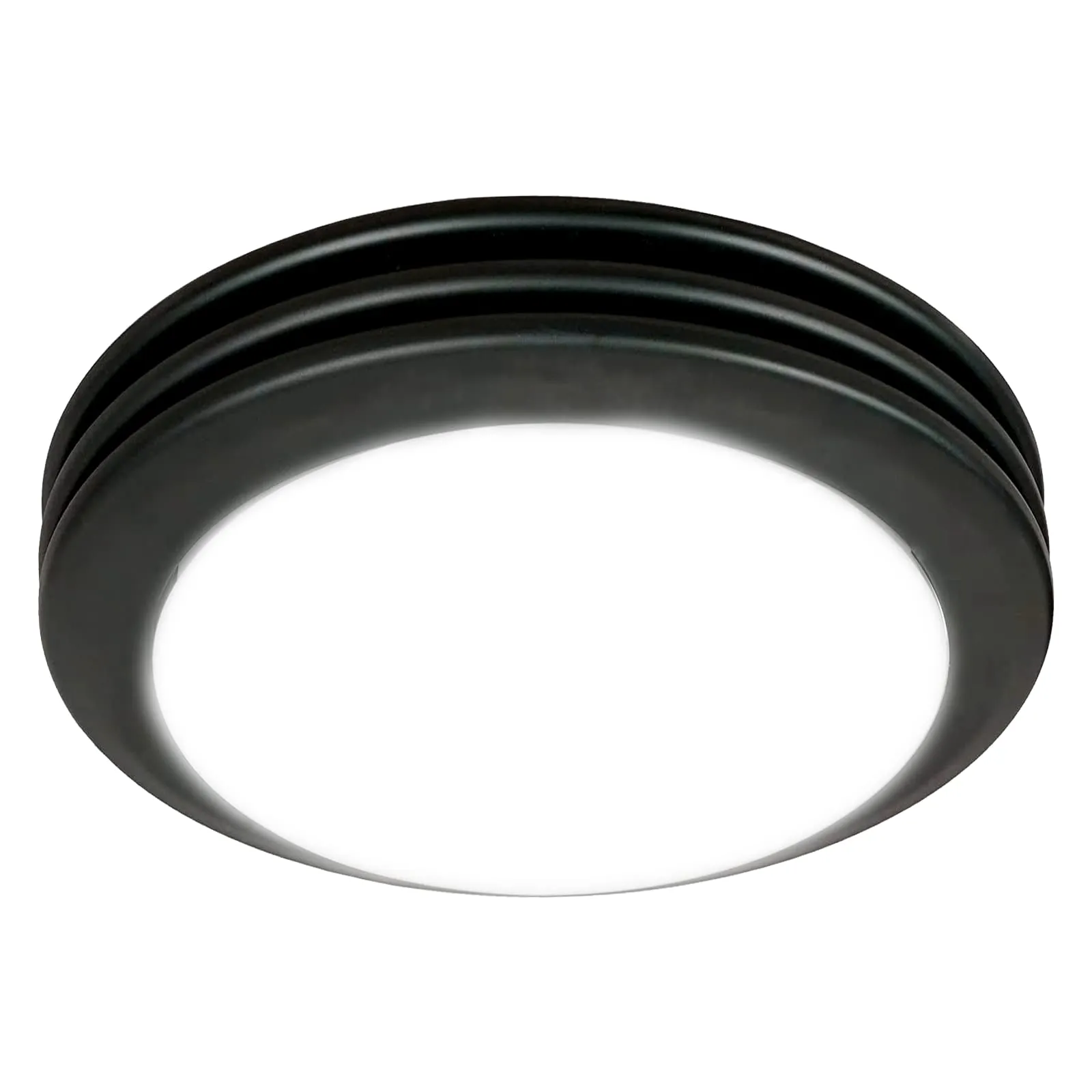 Akicon Ultra Quiet Bathroom Exhaust Fan with LED Light 80CFM 2.0 Sones Round Bathroom Ventilation Fan with Frosted Glass Cover Matte Black Finish (Matte Black)