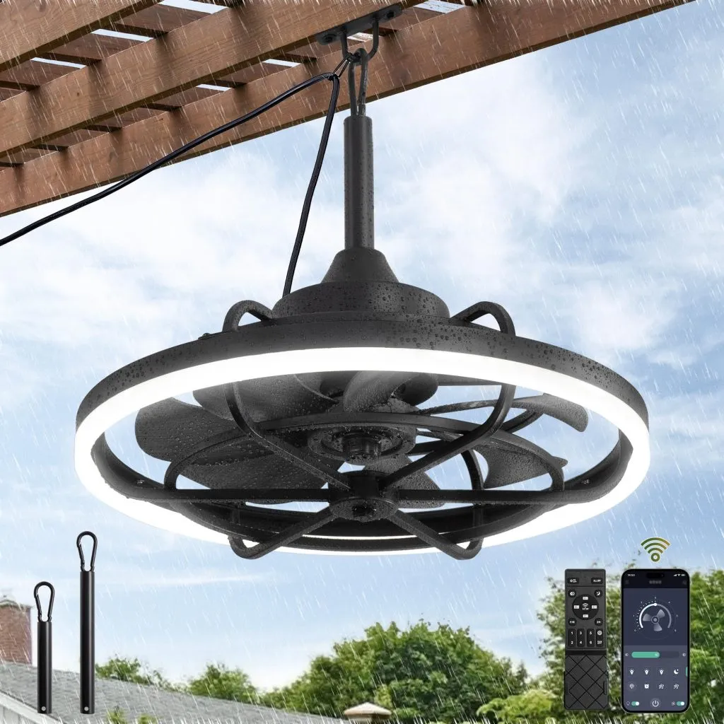 Fanbulous 20" Outdoor Ceiling Fan with Light, Waterproof Caged Gazebo Fan, Best ceiling fan for outdoor gazebo