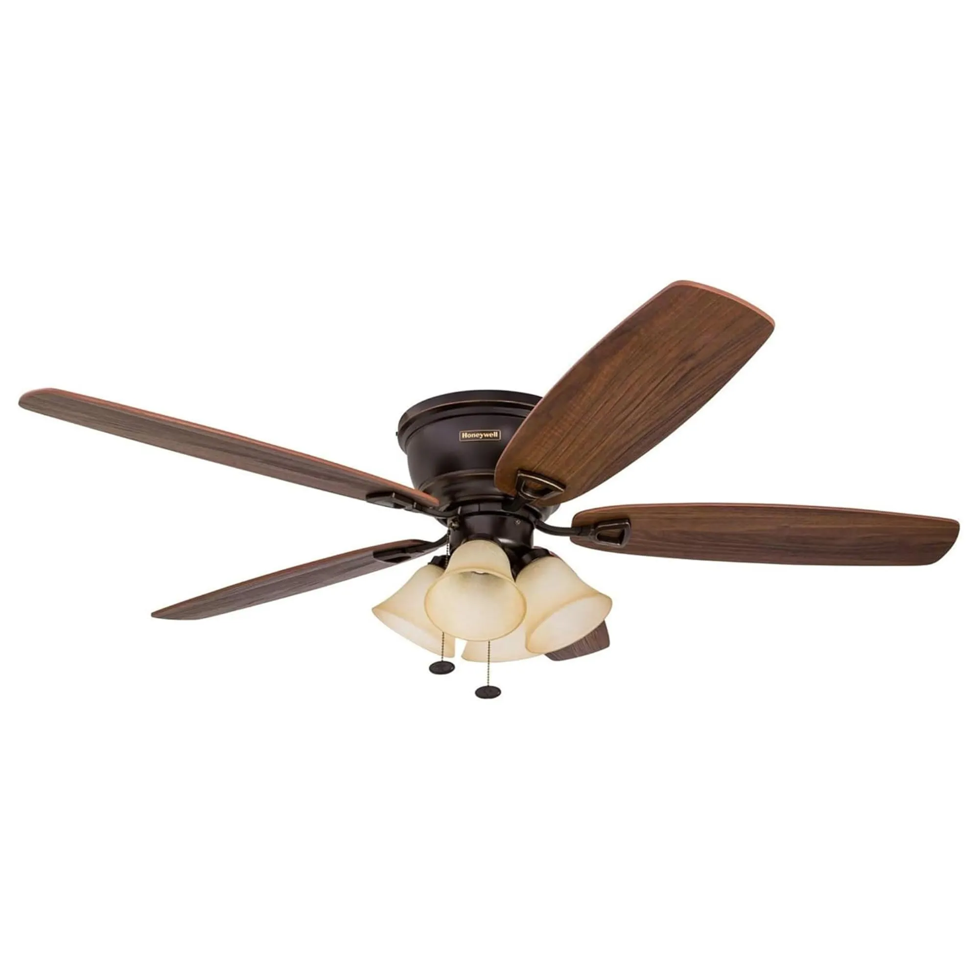 Honeywell Glen Alden 52" Ceiling Fan with Arm Light Kit, Pull Chain, Bronze