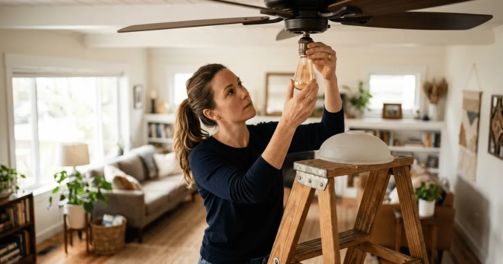 How to change light bulb in ceiling fan?