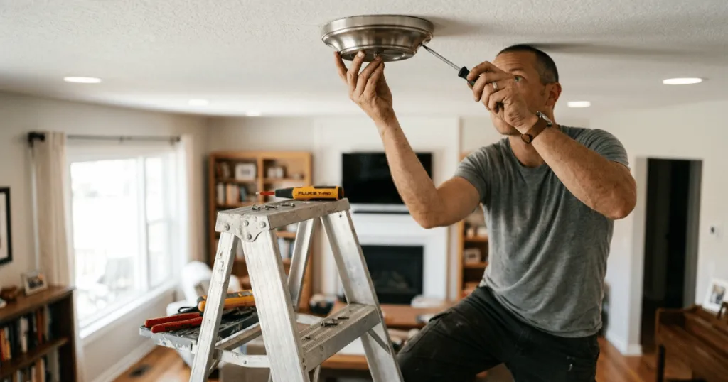 How to remove a flush mount ceiling fan?