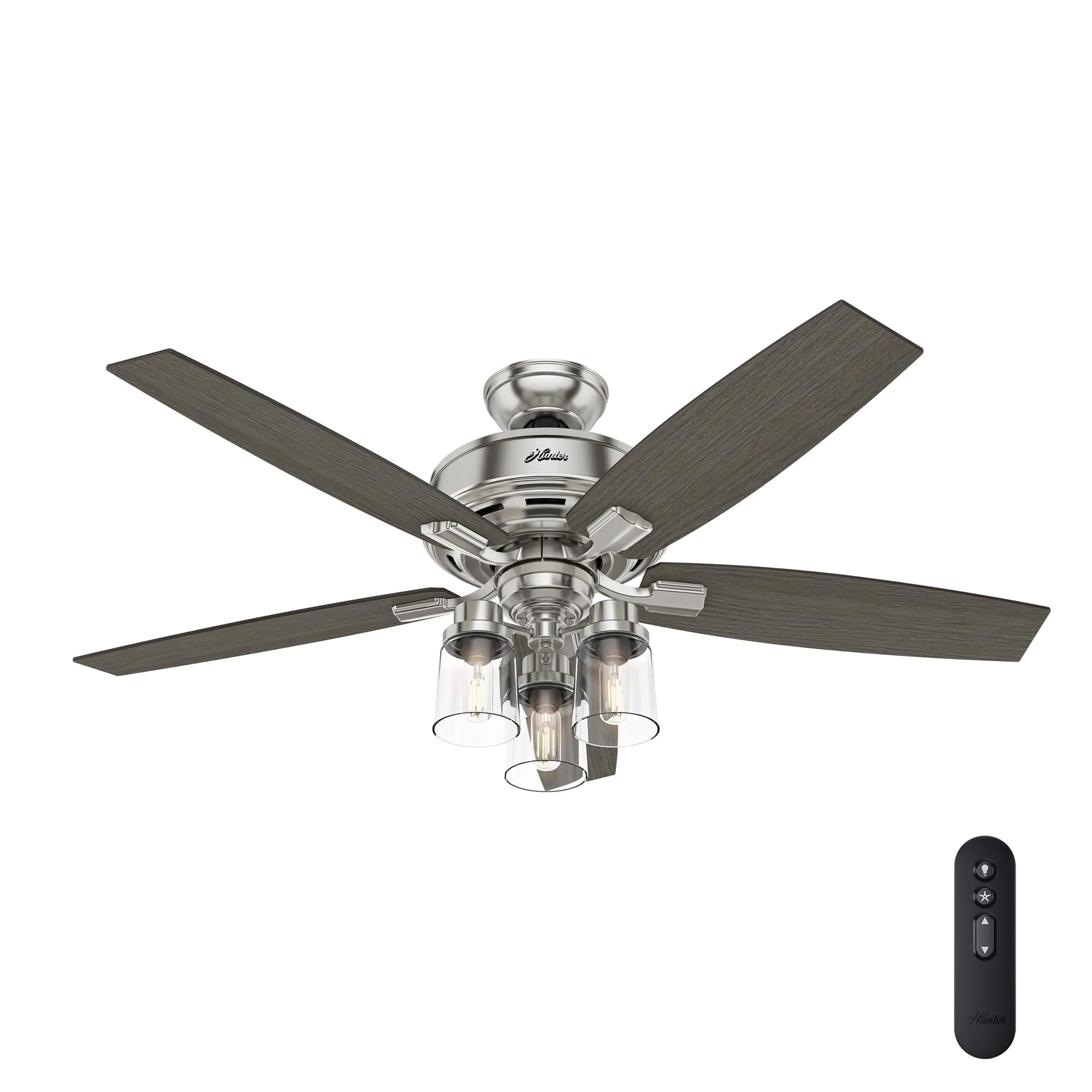 Hunter Bennett, Indoor, Ceiling Fan, Quiet, 52 inch, Brushed Nickel