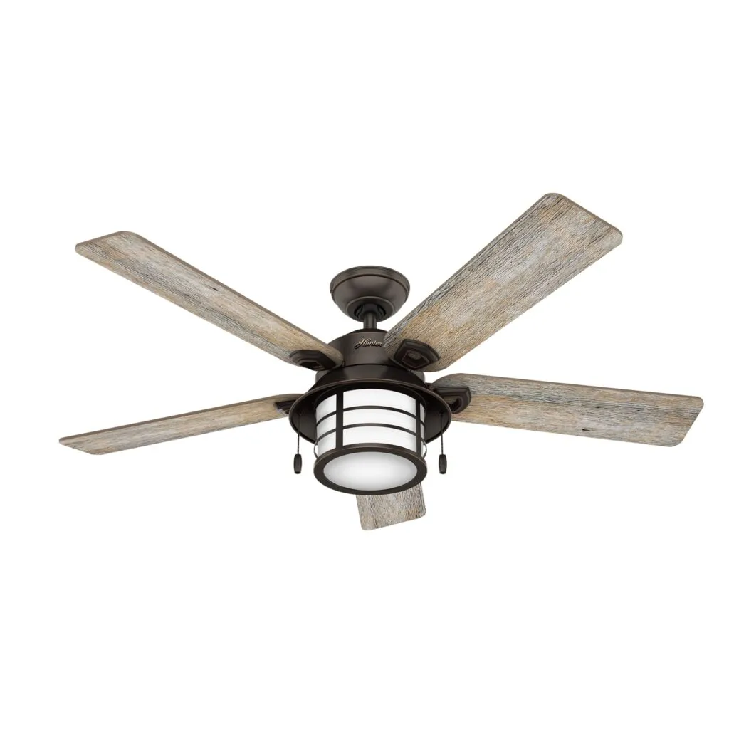 Hunter Key Biscayne, Outdoor or Indoor, Ceiling Fan, 54 inch, Onyx Bengal, Best 54 inch ceiling fan with light