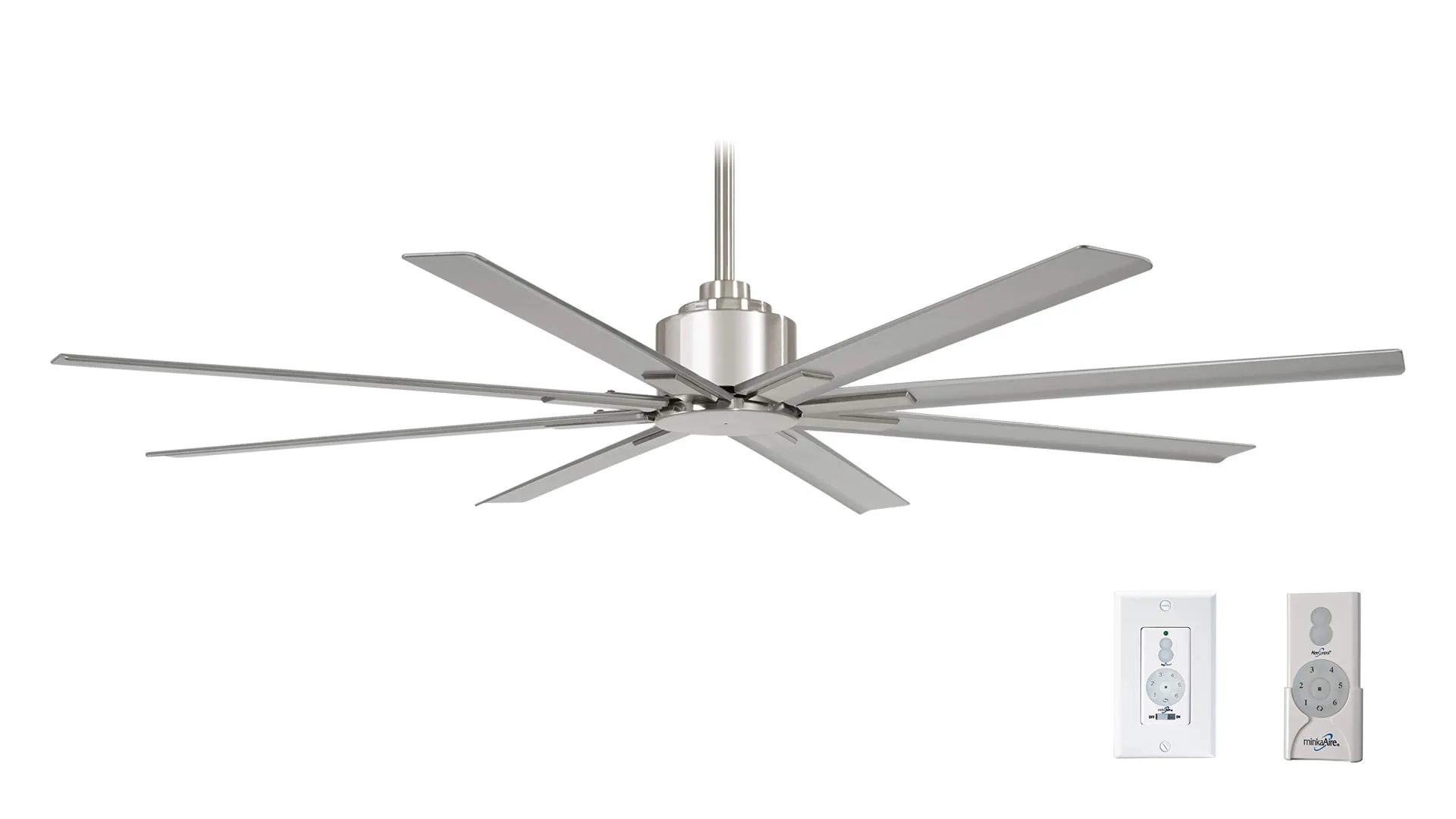 Minka-Aire F896-65-BNW Xtreme H2O 65 Inch Outdoor Ceiling Fan with DC Motor in Brushed Nickel Wet Finish