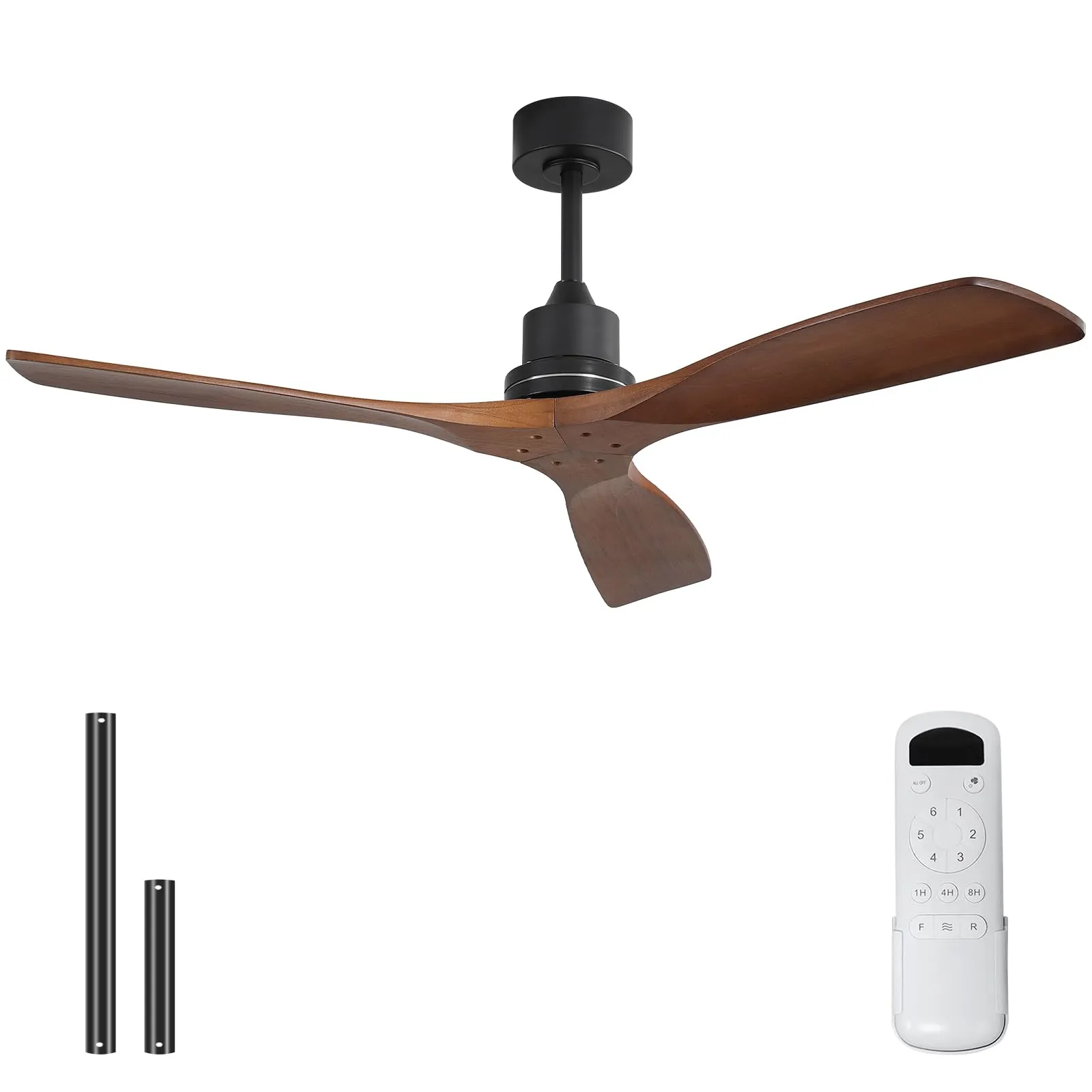 Sofucor 52 Inch Modern Solid Wood Ceiling Fan No Light for Indoor Outdoor