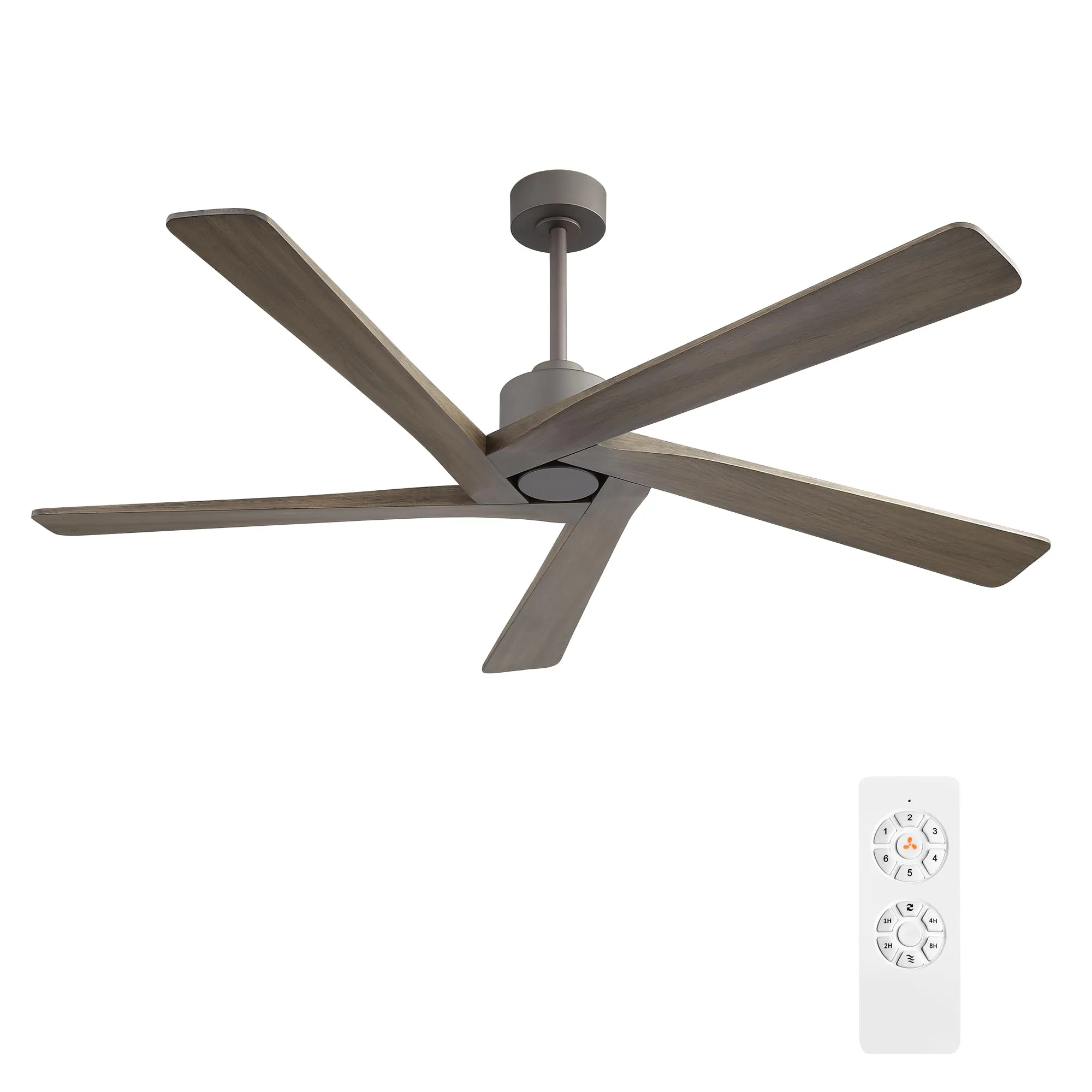 WINGBO 72 Inch DC Ceiling Fan No Light with 3 Downrods, 5 Reversible Carved Solid Wood Blades, 6-Speed Noiseless DC Motor, Ceiling Fan without Lights in Graphite Finish and Gray Blades, ETL Listed