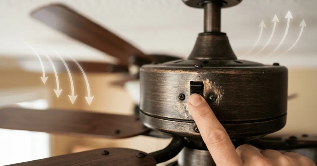 What does the switch on a ceiling fan do?